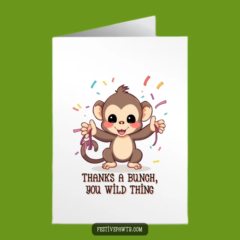 Free Printable Thank You Card: Monkey Streamers, Funny Gratitude!
