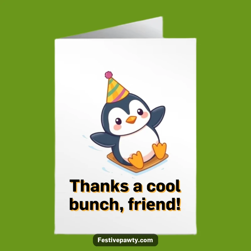 Free Printable Thank You Card: Penguin Thanks, Funny Downloadable Gift for Gratitude