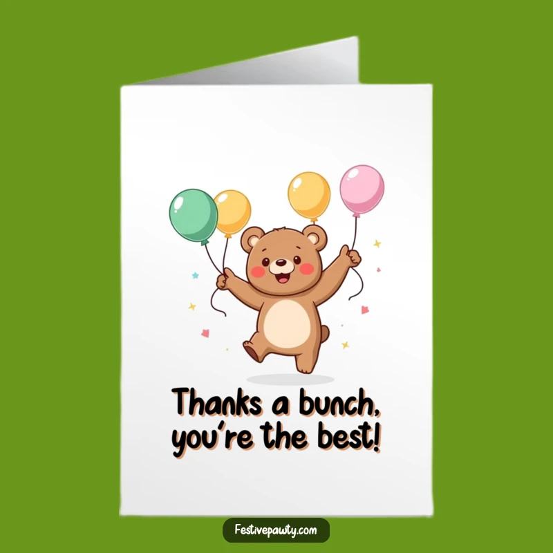 Free Printable Dancing Bear Thank You Card - Humorous Downloadable for Big Thanks