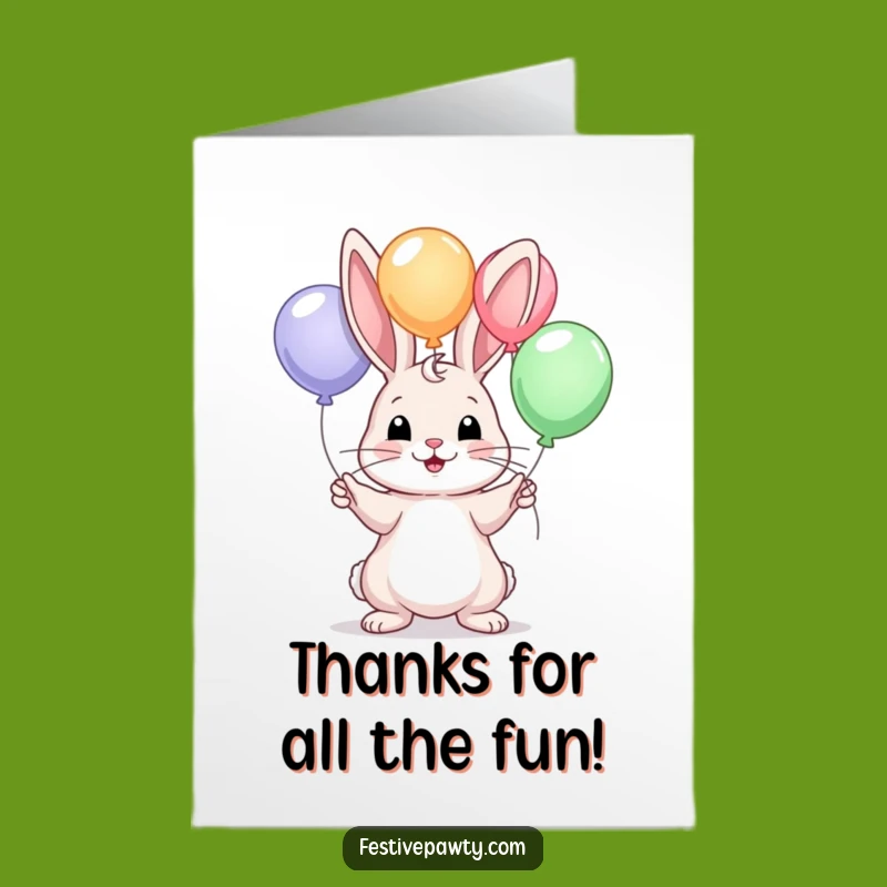 Free Printable Thank You Card: Juggling Rabbit Expresses Gratitude, Downloadable Appreciation, Print Today