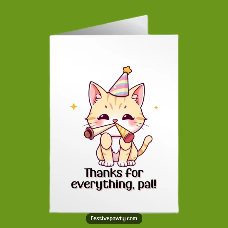 Free Printable Thank You Card: Party Cat Says Thanks Loudly!, Funny