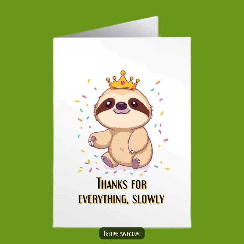 Free Printable Thank You Card: Sloth's Grateful Confetti