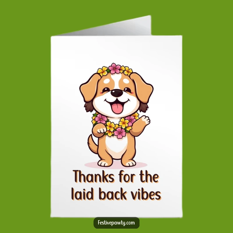 Free Printable Thank You Card: Hula Dog Lei Downloadable Appreciation