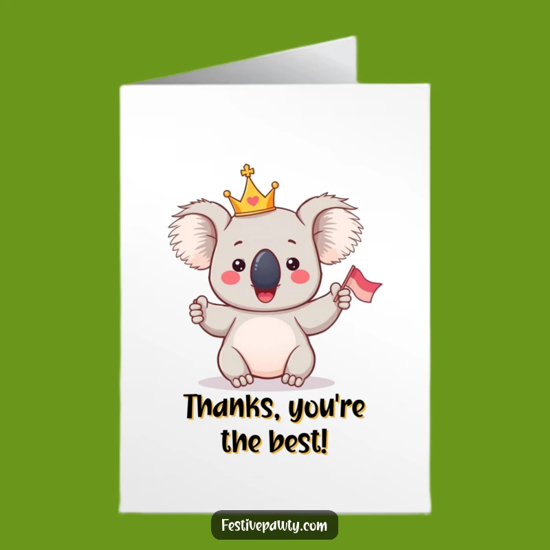 Free Printable Koala Thank You Card: Waving Gratitude with Royal Flair