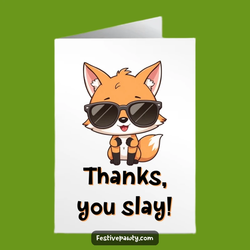 Free Printable Thank You Card: Diva Fox Gratitude, Downloadable Style for Your Appreciation