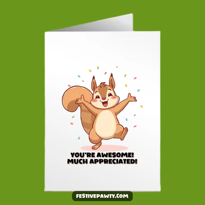 Free Printable Thank You Card: Grateful Squirrel Cartwheel for Your Kindness!