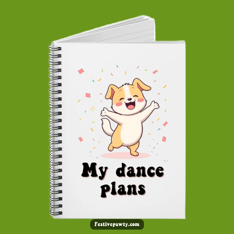 Funny Dog Dancing Notebook: Joyful Pooch Wagging Tail in Confetti, Perfect Gift!