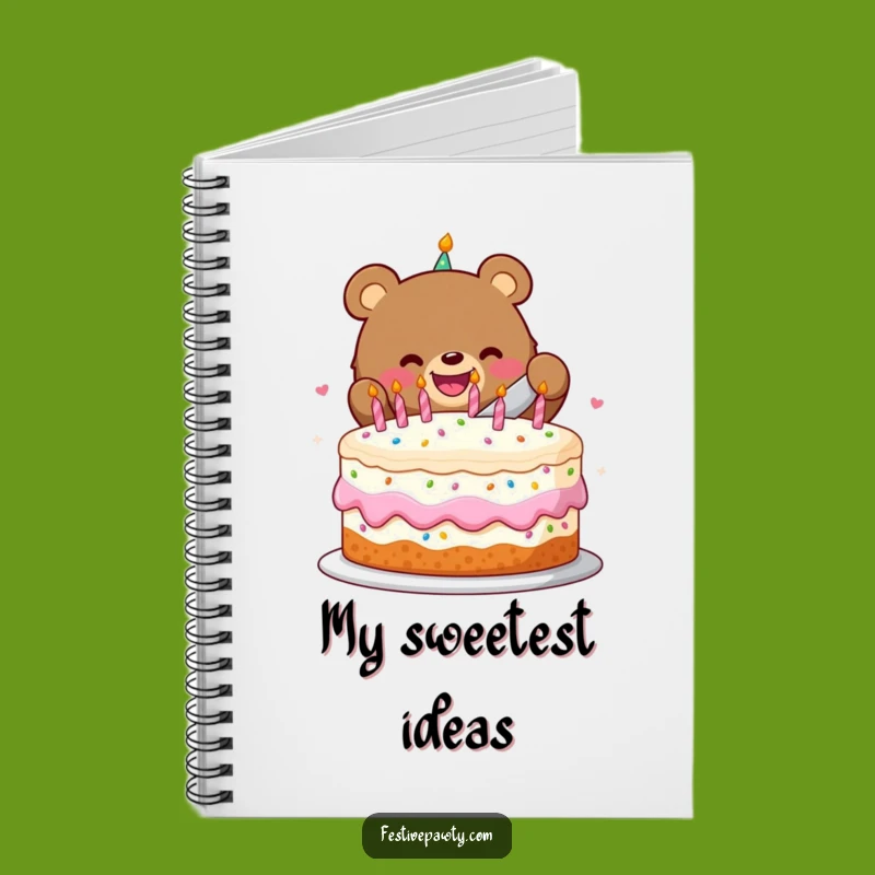 Funny Birthday Bear Cake Slice Notebook - Jot Down Ideas with Festive Flair