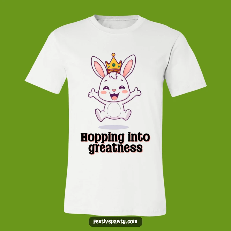 Funny Bunny Crown T-Shirt: Joyful Leaping Rabbit Tee, Perfect Gift
