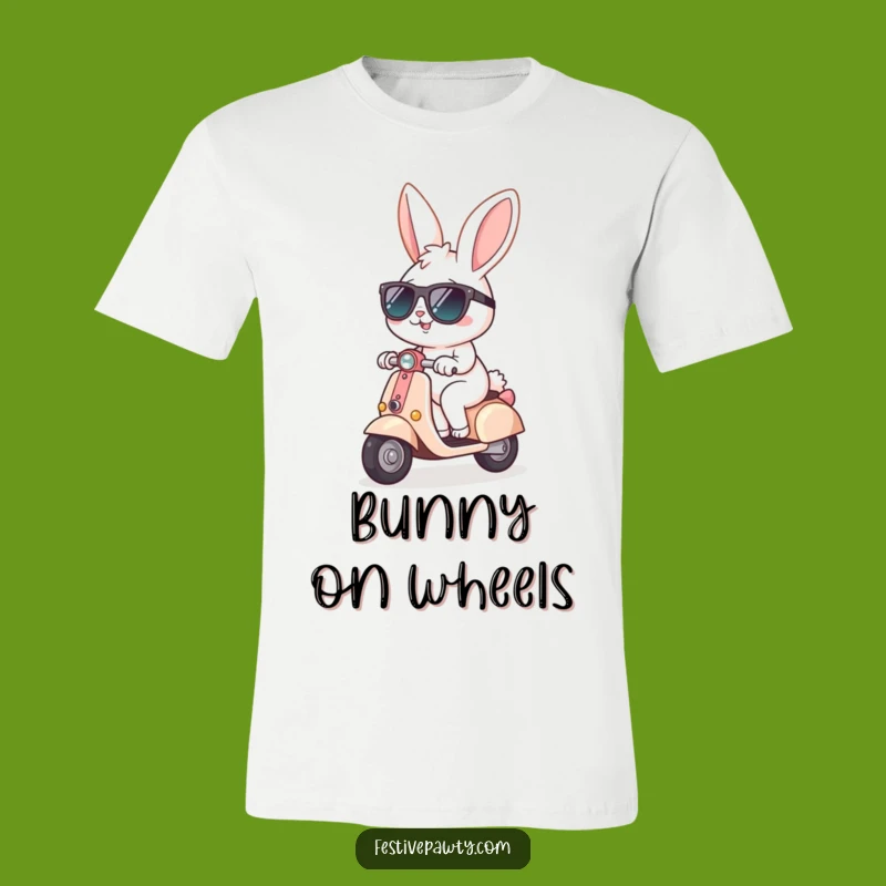Funny Bunny Scooter T-Shirt: Cool Sunglasses Rabbit Riding, a Laid-Back Funny Gift!