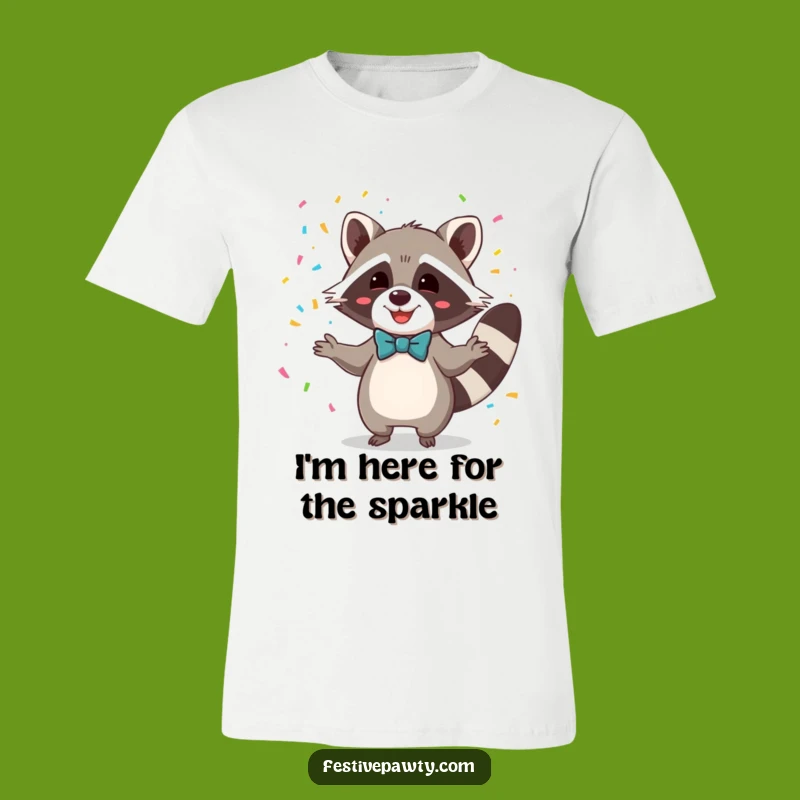 Funny Raccoon Bowtie Confetti T-Shirt: Wear Your Celebration with Humor
