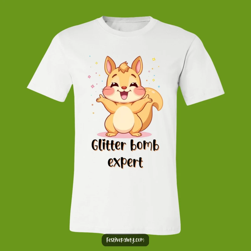 Funny Squirrel Glitter Toss T-Shirt - Ecstatic Celebration Tee Gift