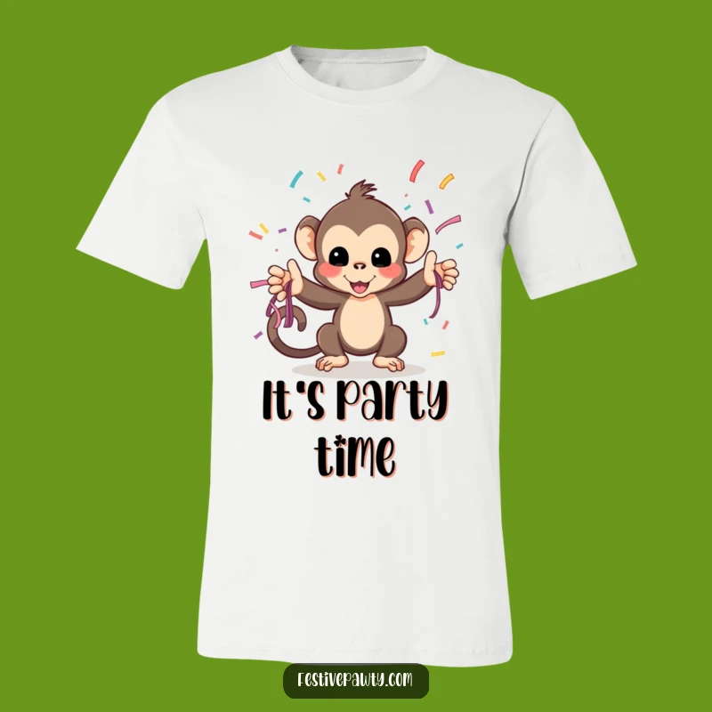 Funny Monkey Streamer T-Shirt: Wear the Party with this Funny Graphic Tee Gift