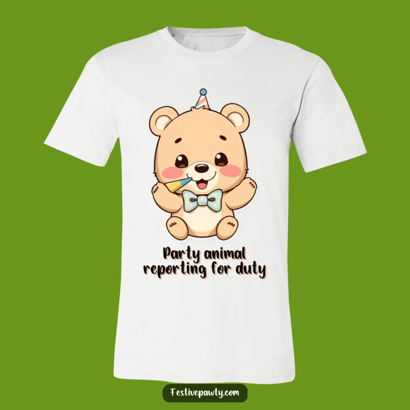Funny Bear Cub Party Horn T-Shirt: Adorable & Humorous Graphic Tee Gift