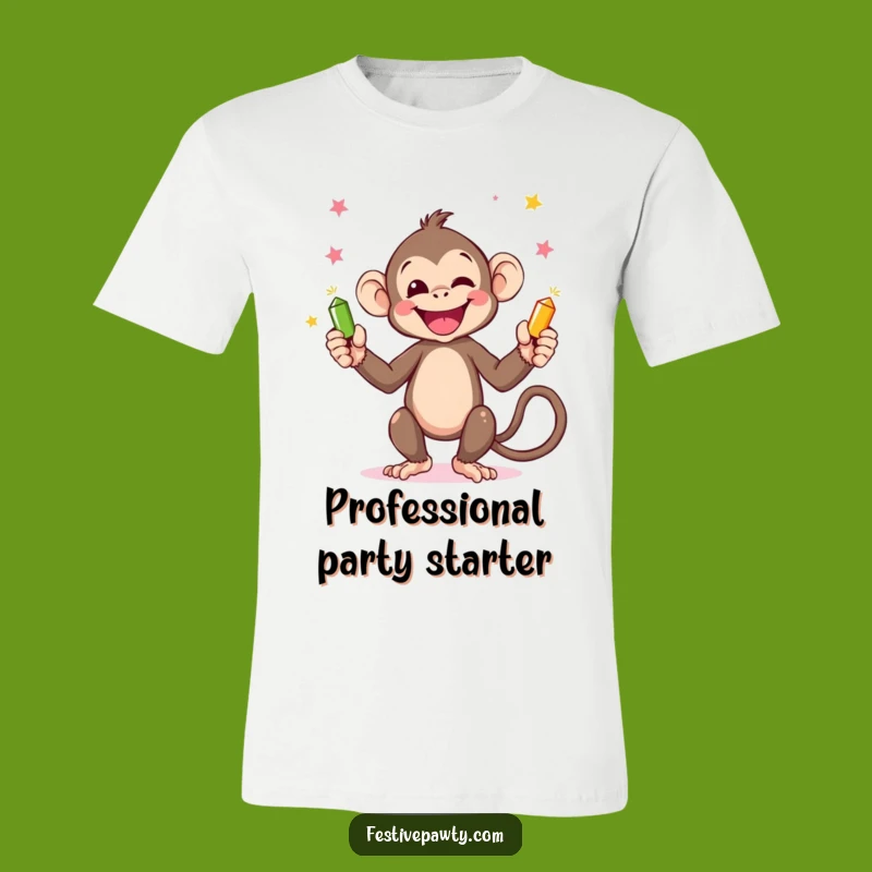 Funny Monkey Juggling Party Poppers T-Shirt - Wildly Hilarious Animal Tee