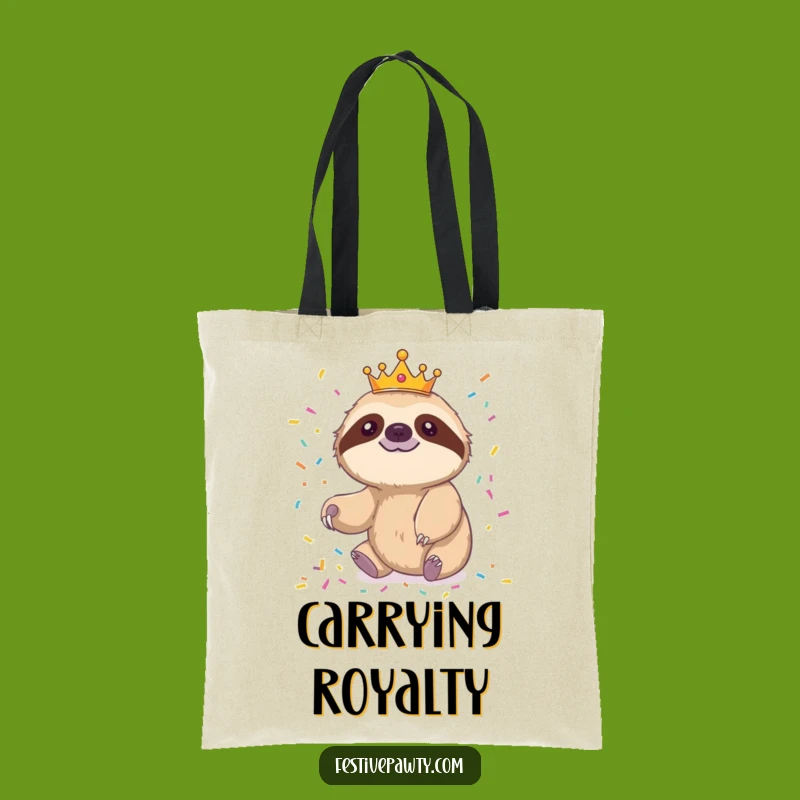 Funny Sloth King Tote Bag: Cheerful Sloth Confetti for Leisurely Outings