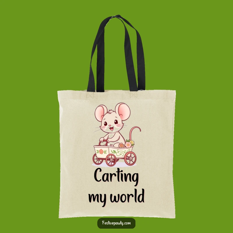 Funny Mouse Cart Ride Tote Bag - Carry Your Essentials with Whimsical Charm