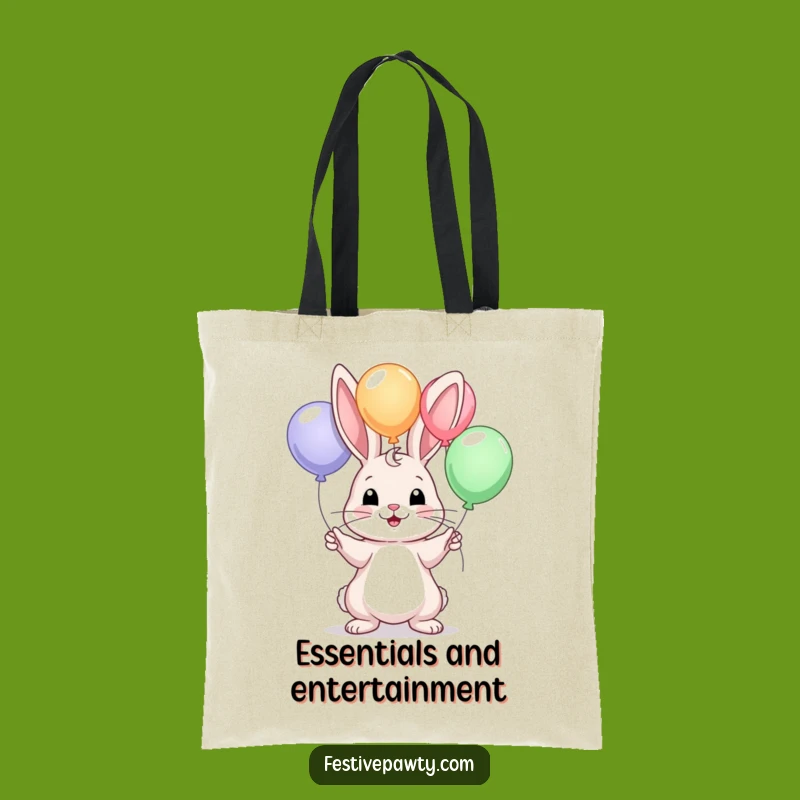 Stylish Funny Rabbit Juggling Balloons Tote Bag - Eco-Friendly and Humorous Gift Option