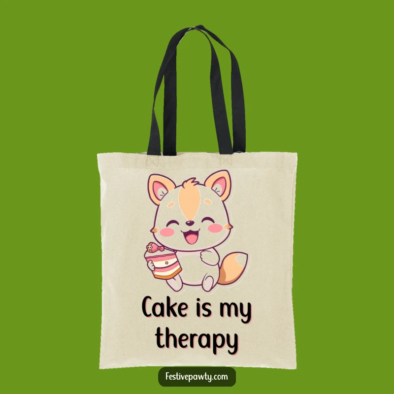 Funny Enthusiastic Animal Cake Tote Bag - Cute Character Dessert Lover Funny Gift