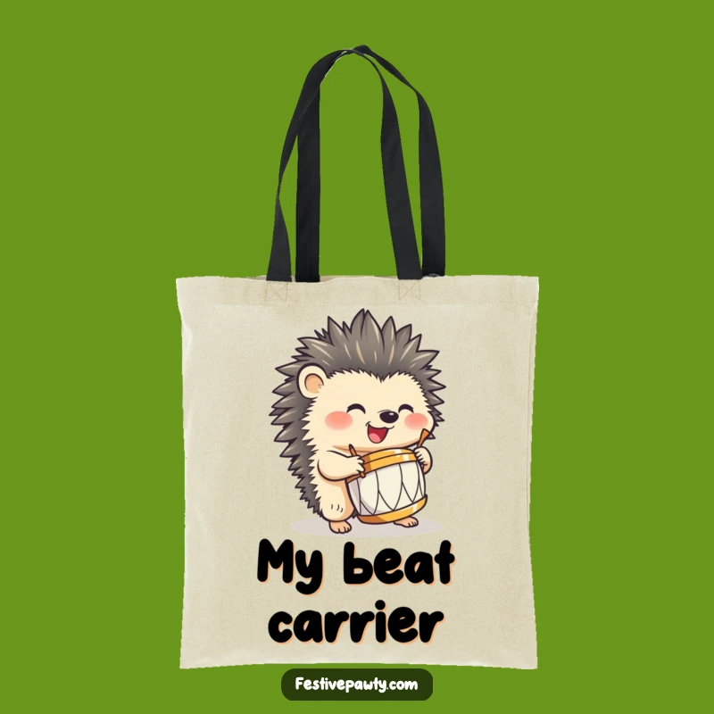 Funny Hedgehog Drummer Tote Bag: Hilarious Music Carry-All