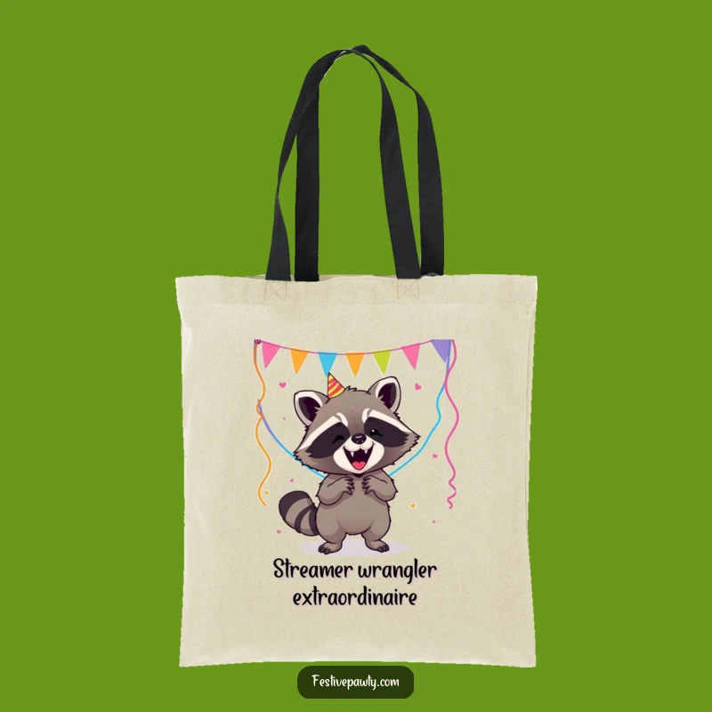 Funny Raccoon Tote Bag - Hilarious Party Streamer Carry-All Gift