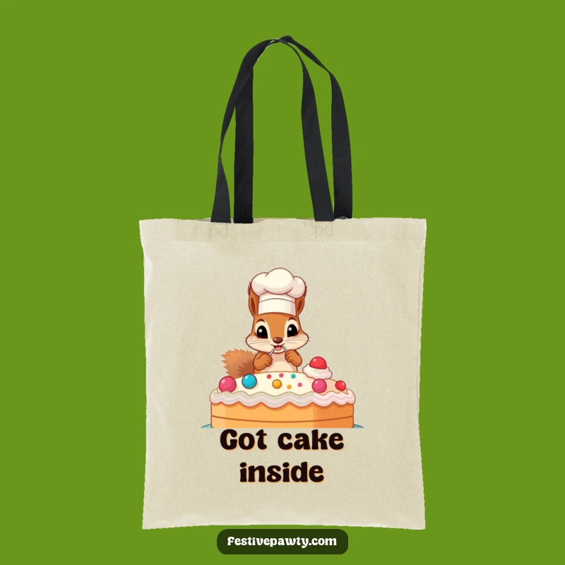 Funny Chef Squirrel Cake Decorating Tote Bag: Carry Your Treats